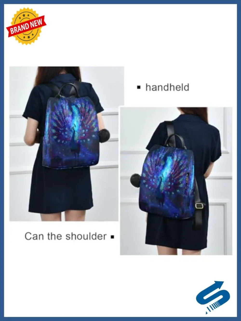 Anti Theft Fashion Backpack with Plush Ball, Large Capacity
